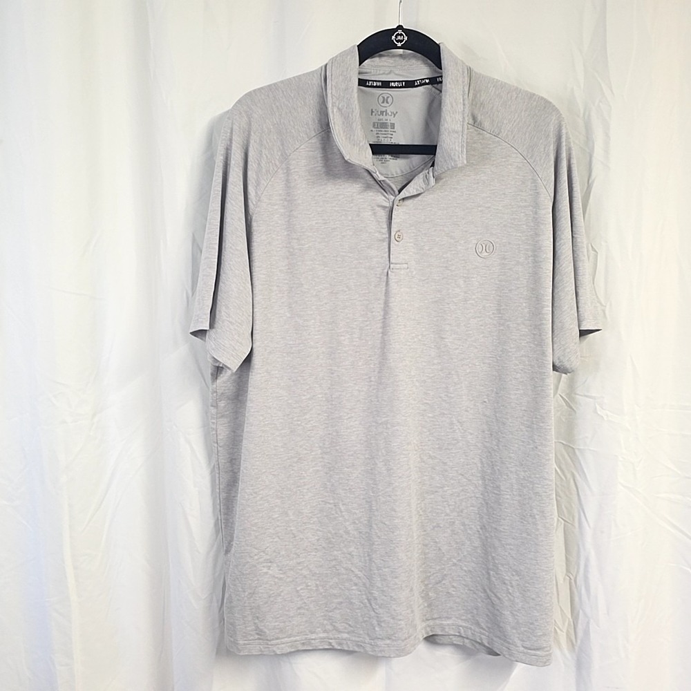 Hurley Mens sz XL‎ Polo T Shirt Gray Collared 1/4 Button Short Sleeve Casual